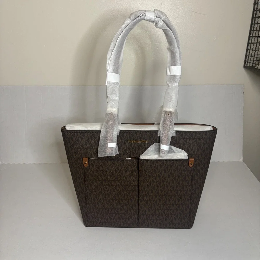 Michael Kors Jet Set Travel Tote Bag Purse Brown Carryall Shoulder Bag‎